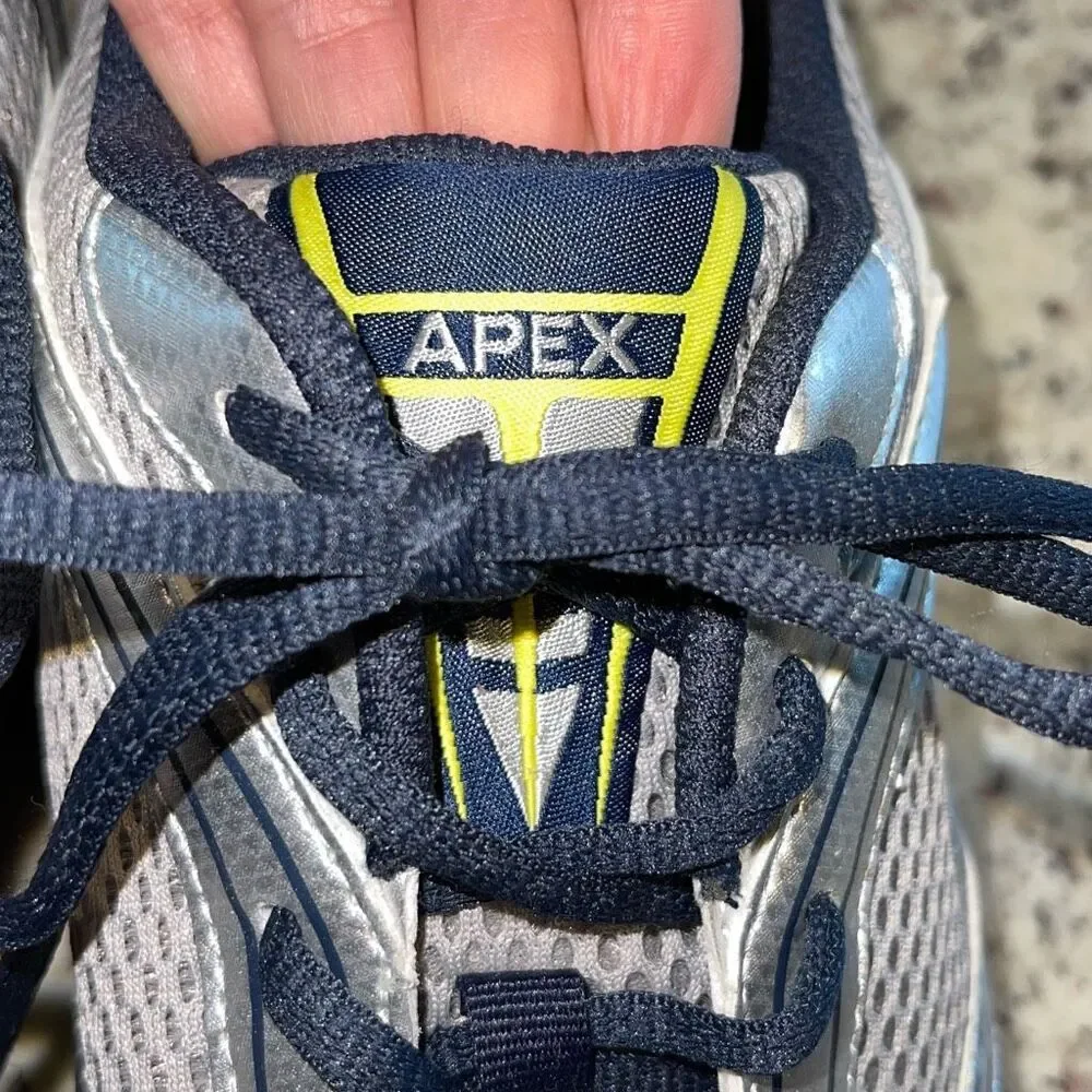 Apex Mens Lace Up Mesh Athletic Boss Runner Active Shoes Silver Blue‎ Size 12.5